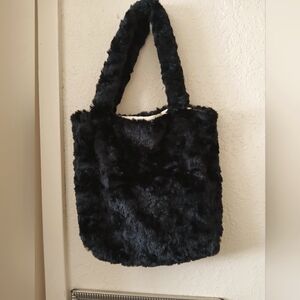 Faux Fur Black Handbag Snap Closure NWOT
